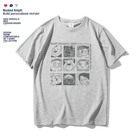 2023夏季新款学院风简约卡通t恤短袖男女款学生宽松纯棉半袖体恤商品大图