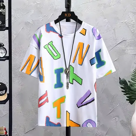 夏季初中生短袖t恤男高中学生大童16休闲13-15岁男孩夏装青少年潮商品大图