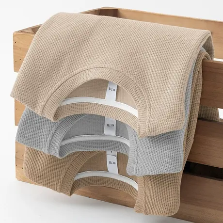 华夫格卫衣男2024秋季新款加绒加厚圆领套头无帽长袖t恤潮流百搭商品大图