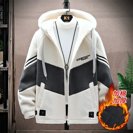 大童外套男孩秋冬季颗粒绒夹棉加厚青少年初中高中生羊羔毛绒冬装商品大图