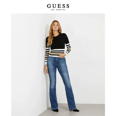 GUESS女士撞色针织美拉德气质显瘦上衣-W4RR46Z2Y72商品大图