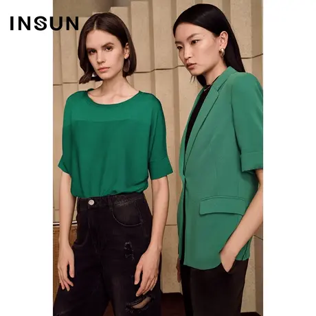 INSUN恩裳线上专选夏季肌理感宽松针织衫商品大图