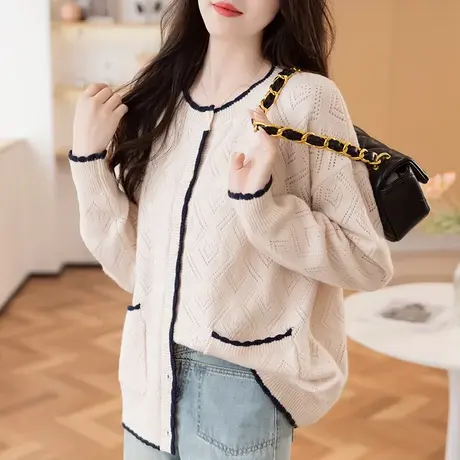 秋季女外套2023年新款韩版针织衫女毛衣开衫洋气宽松百搭秋女上衣商品大图