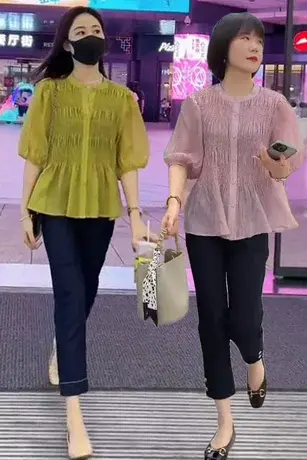 欧货褶皱衬衣娃娃小衫女打皱宽松仙气白色七分袖2023夏季新款上衣商品大图