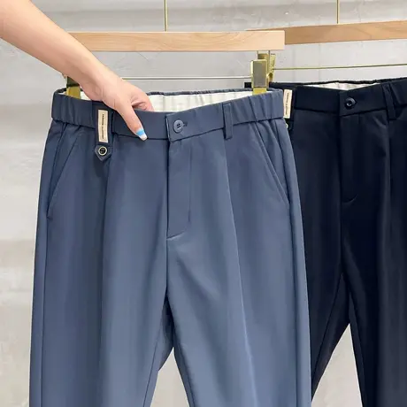 秋季新款休闲裤男士潮牌宽松直筒小西裤2023春秋男款锥形九分裤子商品大图