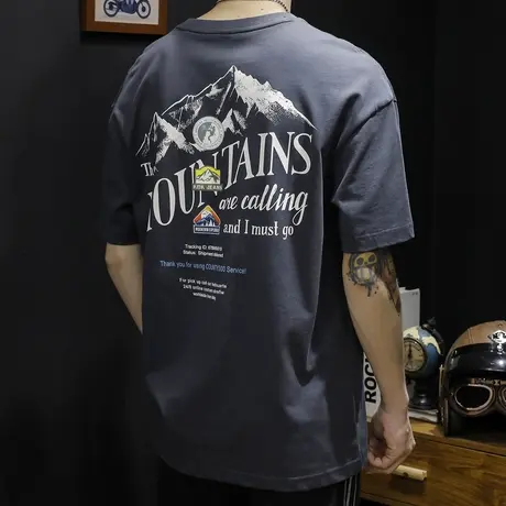 冰河时代印花短袖t恤男夏季宽松胖子大码ins潮牌半袖纯棉重磅体恤商品大图