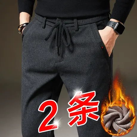男裤秋冬款冬季2023新款男士加绒加棉裤子加厚中年爸爸休闲裤外穿商品大图