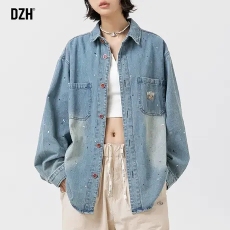 牛仔衬衫外套潮牌男设计感新款上衣日系痞帅男装休闲衬衣男士衣服商品大图