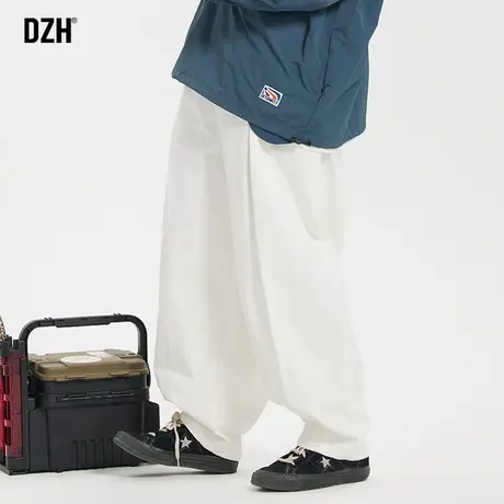男士白色阔腿裤男秋季款纯棉oversize裤子宽松休闲裤男款潮牌男裤商品大图