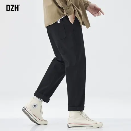 男士黑色窄版直筒裤秋季男纯棉休闲裤男款夏天裤子直筒宽松锥形裤商品大图