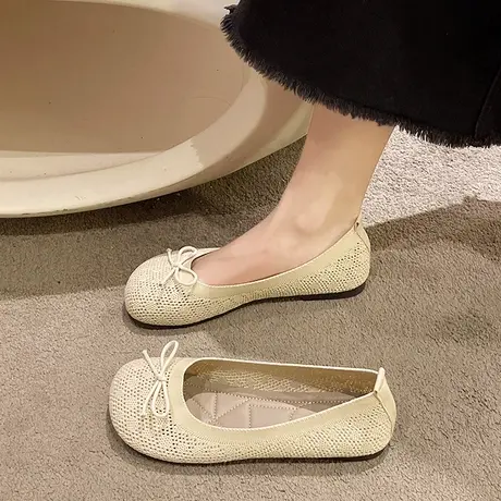 飞织透气软底豆豆鞋女一脚蹬2024夏季新款老北京布鞋通勤单鞋女商品大图