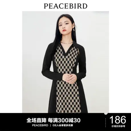针织拼接连衣裙图片