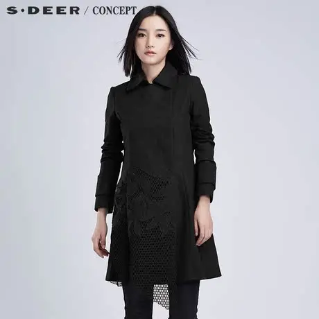 sdeer圣迪奥现代科技感网格贴片长外套S16381854🤨图片
