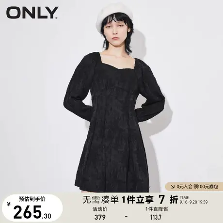 ONLY奥莱夏季法式复古立体肌理感棋盘格连衣裙女图片