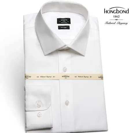红邦创衣2023秋冬免烫竹纤维白色衬衫长袖男商务修身绅士正装衬衣商品大图