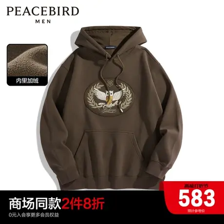 【商场同款】太平鸟男装连帽刺绣卫衣2023冬季新款上衣B1CRD4366图片