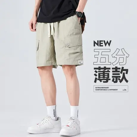 夏季薄款机能男士五分休闲卡其色多口袋工装短裤男生中裤2023新款商品大图