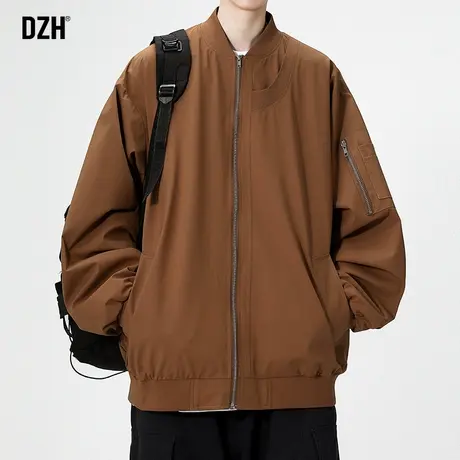 男生咖色棒球服男宽松休闲衣服青少年运动夹克外套男款2024年春季图片