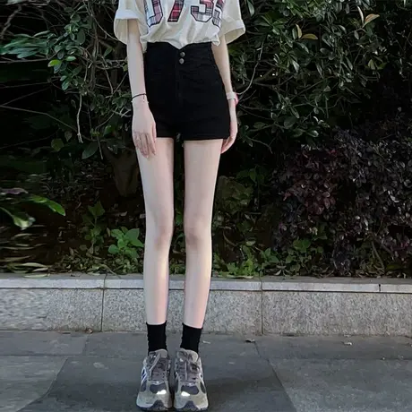 牛仔短裤女夏季薄款美式复古辣妹风高腰热裤阔腿直筒裤小众设计感图片