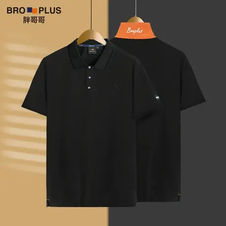 胖哥哥2023夏季新品男士大码polo衫 宽松休闲黑金轻奢刺绣短袖T恤图片