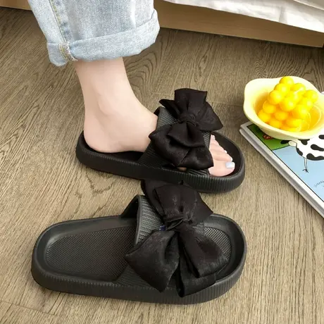 2024新款蝴蝶结少女心拖鞋女夏外穿可爱学生厚底时尚防滑软凉拖鞋商品大图