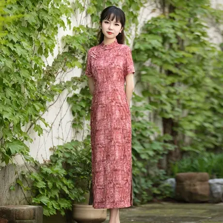 筠雅改良旗袍年轻款气质高端女夏季2022新款收腰显瘦短袖民国裙子图片