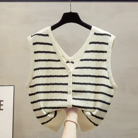 v领正反两穿针织开衫马甲背心女2023秋装新款宽松马夹毛衣坎肩潮商品大图