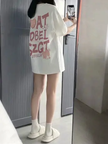 重磅纯棉短袖t恤女春季oversize宽松美式复古半袖潮牌圆领上衣夏图片