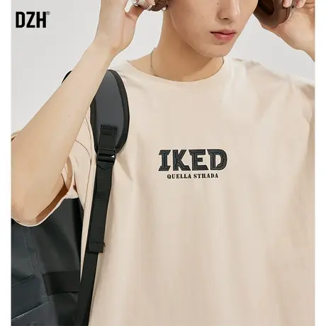 男士美式纯棉t恤男短袖潮牌夏季印花上衣2023新款半袖体恤五分袖商品大图