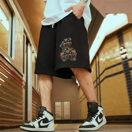 纯棉夏季宽松短裤男潮牌ins运动裤加肥加大五分裤大码裤子篮球裤商品大图