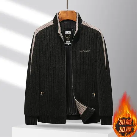 秋冬新款男士夹克外套金貂绒上衣宽松立领时尚加厚保暖雪尼尔男装商品大图