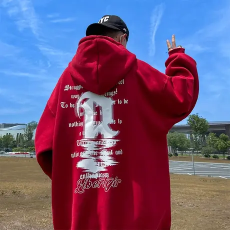 oversize连帽卫衣男女秋冬季潮牌情侣帽衫外套美式高街套头上衣服商品大图