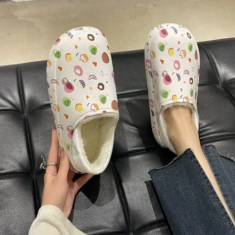 包跟棉拖鞋冬季少女心居家用防水加绒保暖棉鞋可爱卡通踩屎感外穿图片
