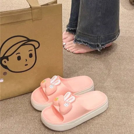踩屎感eva拖鞋女士夏季外穿卡通兔子家居室内防滑厚底可爱凉拖鞋商品大图
