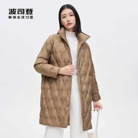 波司登23秋新款商务廓形包容舒适气质优雅鹅绒立领女士羽绒服秋冬图片