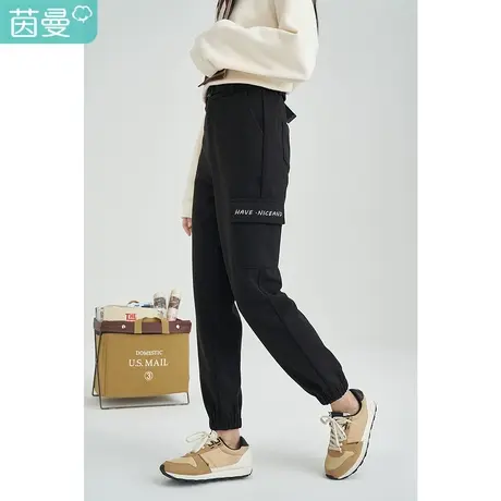 【商场同款】茵曼休闲女2023冬季新款束脚宽松运动风百搭显瘦长裤图片