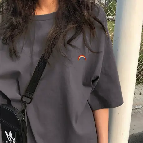 2023年春夏季新款情侣装女装设计感小众短款上衣正肩短袖t恤ins潮商品大图