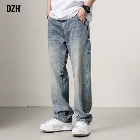 男士蓝色牛仔裤男潮牌直筒宽松休闲裤子2023年新款长裤百搭牛子裤商品大图