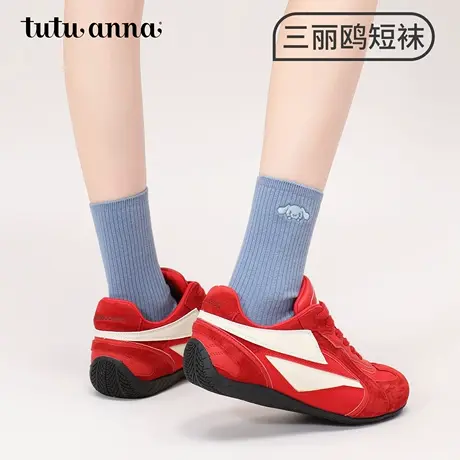 tutuanna纯色三丽鸥IP刺绣短袜商品大图