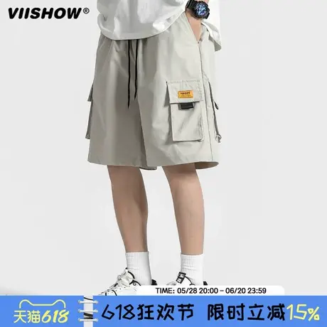 VIISHOW日系复古多口袋工装短裤男潮牌街头bf宽松阔腿休闲五分裤商品大图