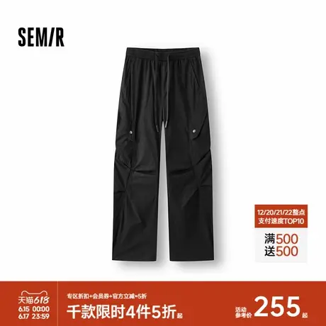 [商场同款]森马休闲裤男美式高街弯刀裤2025夏新款弧形工装裤纯棉商品大图