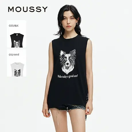 MOUSSY 2025夏季新品美式街头狗头印花绑带无袖背心028ISA90-2861商品大图