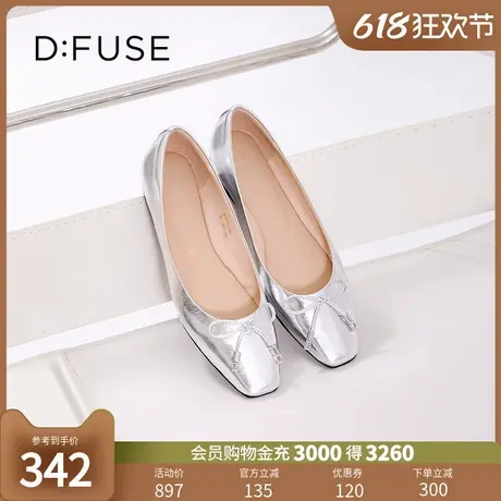 DFuse迪芙斯2024春夏平底蝴蝶结浅口芭蕾鞋软底奶奶鞋商品大图