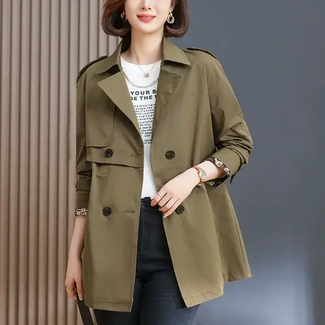 春秋装新款外套大衣女加大码女装宽松中年妈妈休闲中长款显瘦风衣商品大图