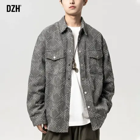 男士提花外套男秋季新款美式纯棉潮流百搭男装高级感工装夹克衣服商品大图