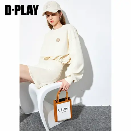 DPLAY德帕拉秋季新款香草奶白时尚洋气笑脸刺绣抽绳卫衣商品大图