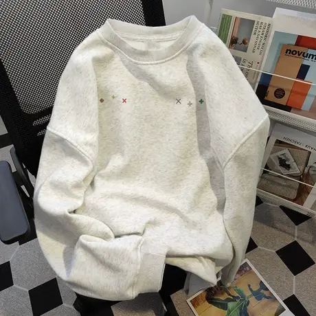 美式秋冬新款潮牌oversize复古圆领卫衣女加厚宽松设计感小众上衣商品大图