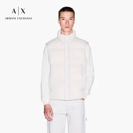 ARMANI EXCHANGE/阿玛尼秋季新款男90白鸭绒立领保暖纯色羽绒马甲图片