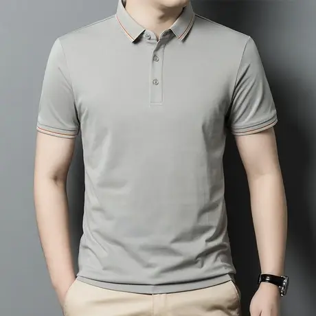罗蒙男士中青年POLO衫2023夏季新款时尚休闲百搭纯色短袖T恤衫男图片