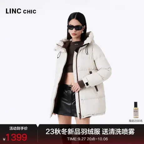 LINCCHIC金羽杰羽绒服女中长款2023秋冬新款简约通勤面包服3326商品大图